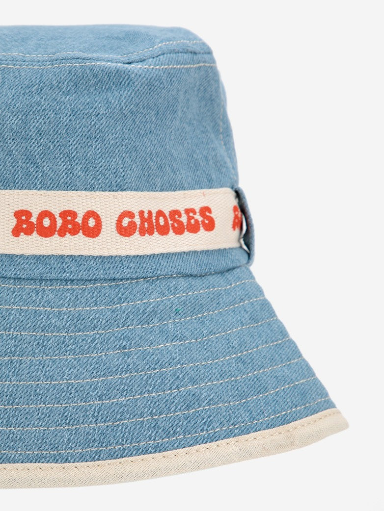 Bobo Choses Light Denim Bucket Hat, Light Blue