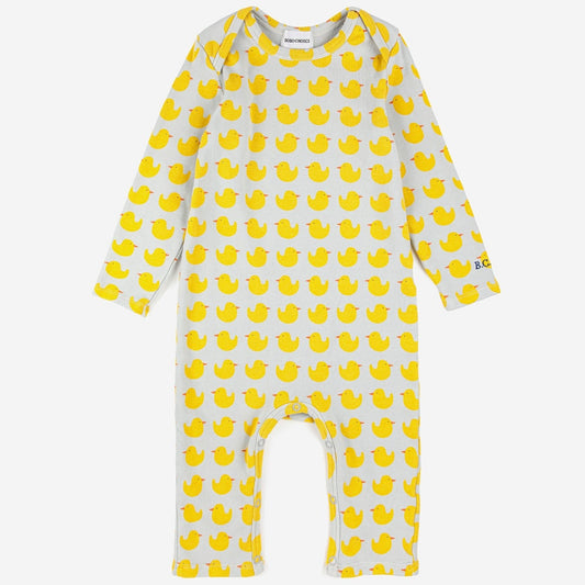 Baby Rubber Duck All Over Overall, Light Grey