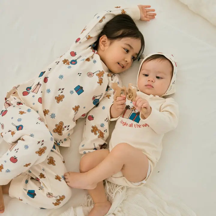 Baby Organic Long Sleeve Onesie, Holiday Joy