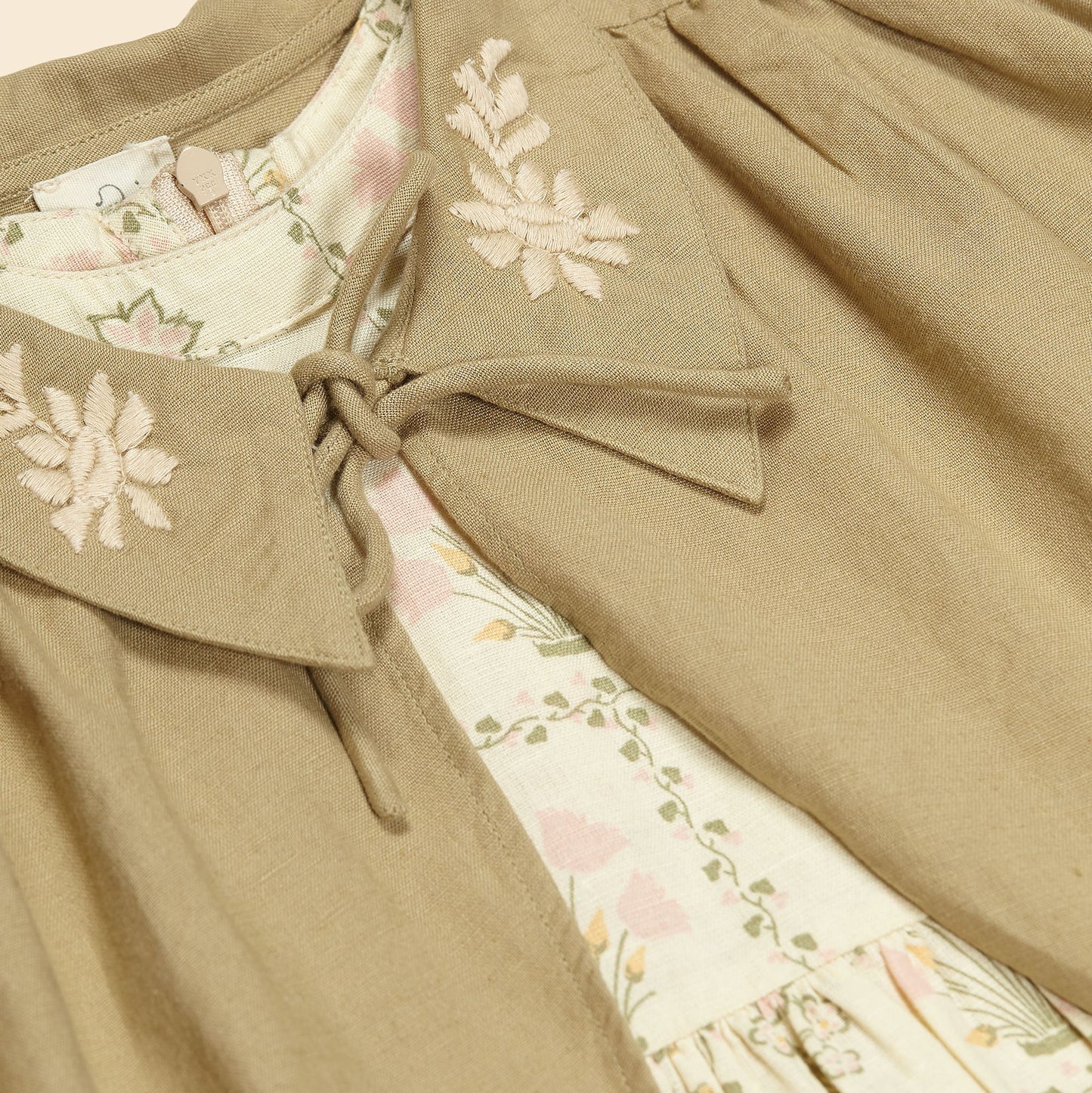 Ada Dress Set, Cabin Quilt Floral Cream & Sage