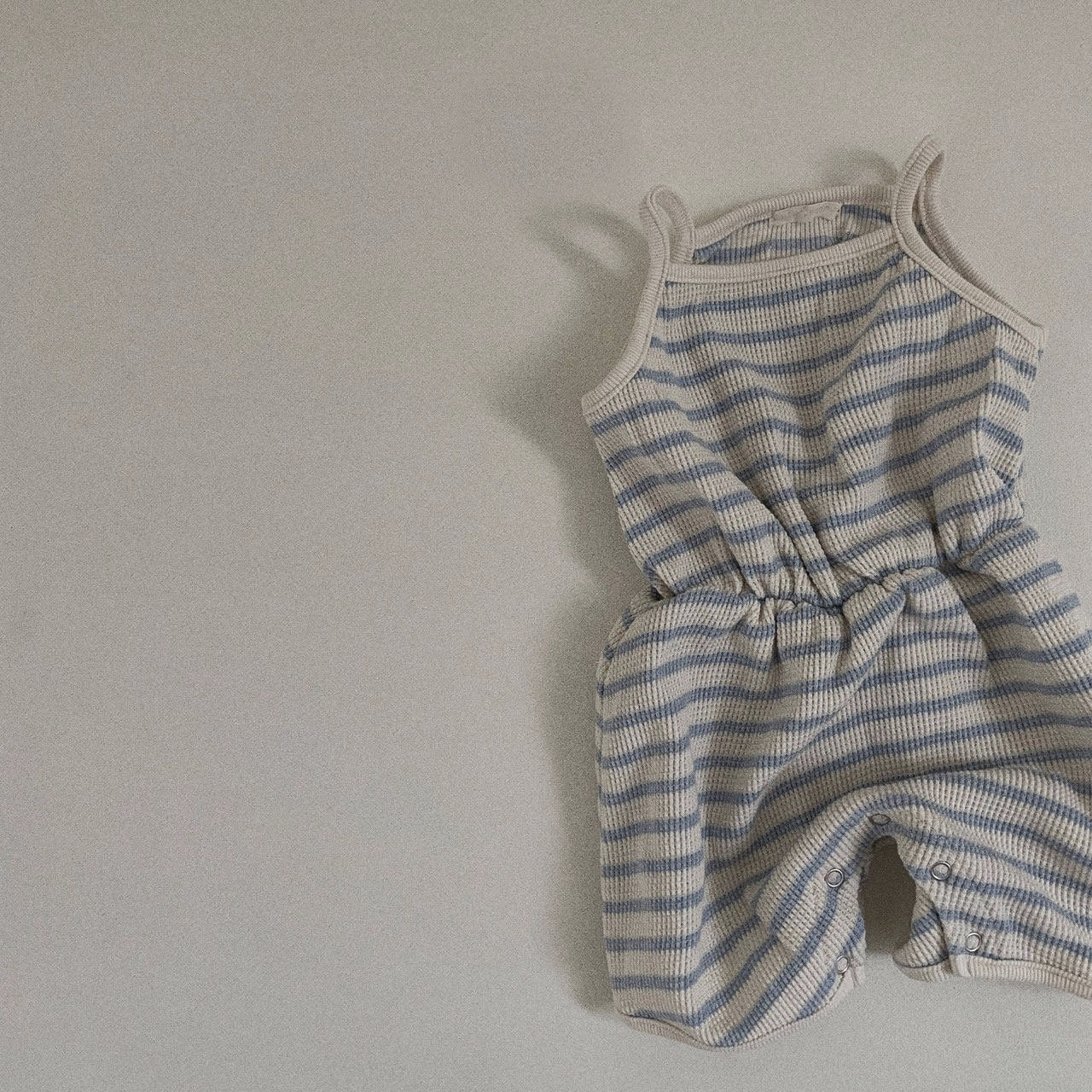 Waffle Striped Romper, Sky