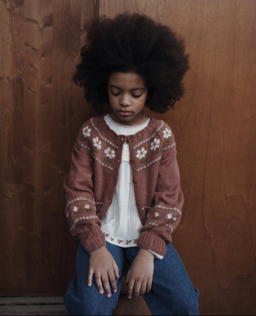 Rosewood Daisy Jacquard Cardigan, Violine