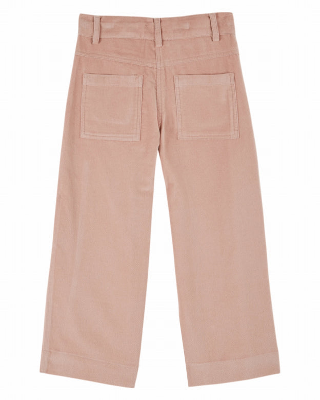 Velvet Cross-Stitch Pants, Pink Peony