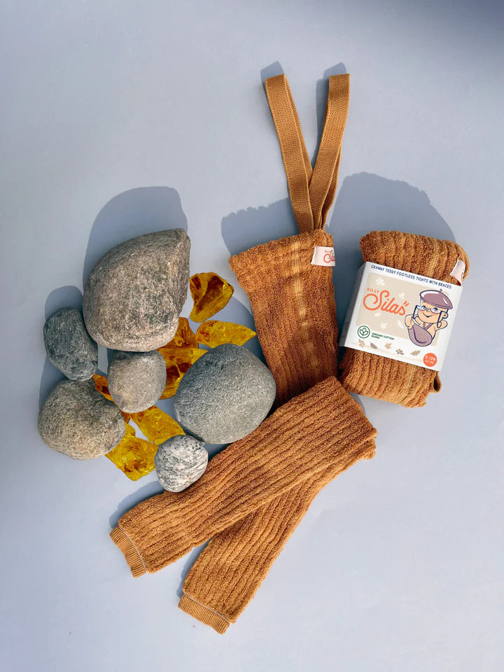 Silly Silas Granny Teddy Footless Tights, Amber