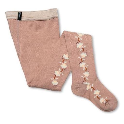 Anthéa - Collants fleurs et maille en baguette, Vieux Rose