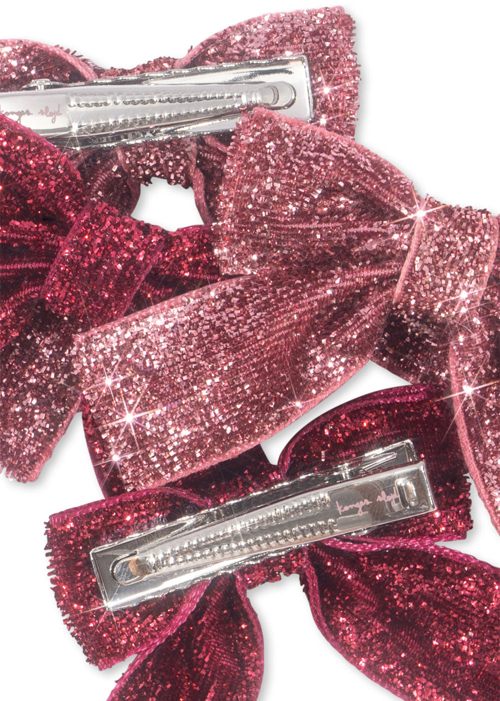 4 Pack Glitter Bow Hair Clips, Pink Mix