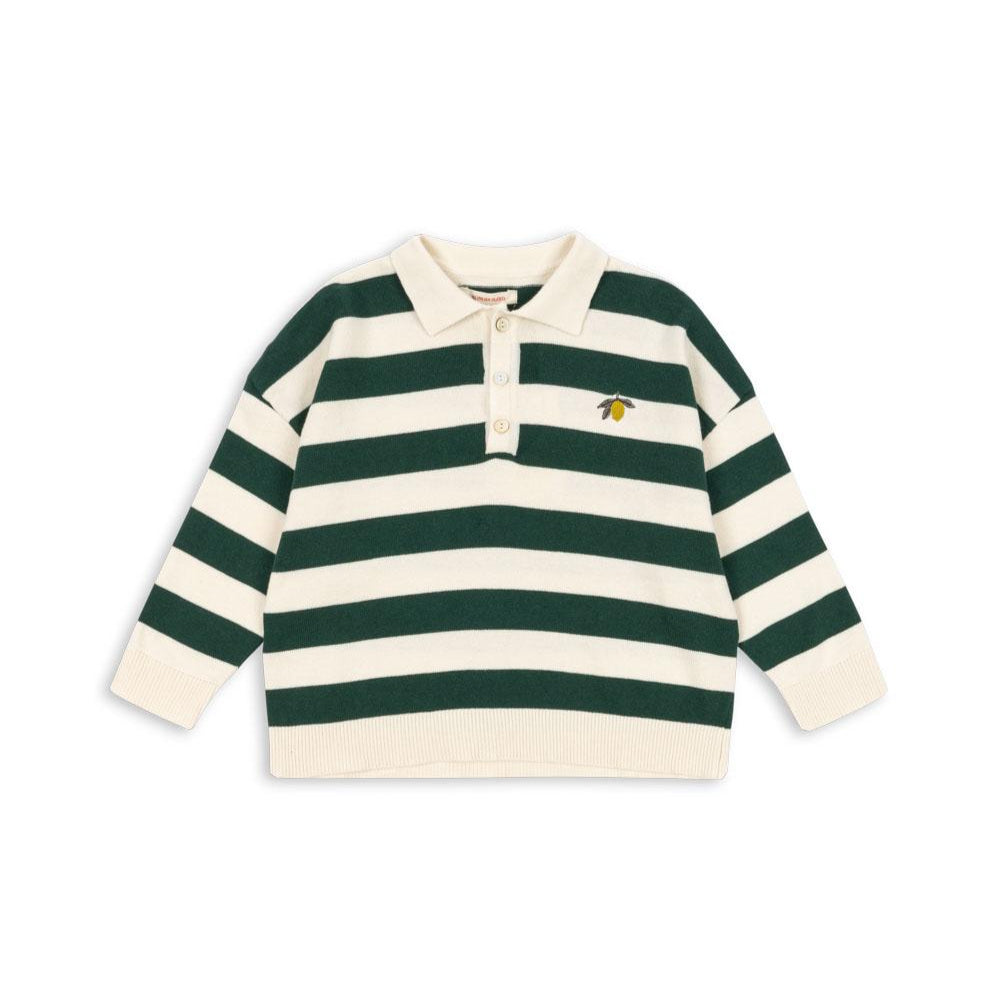 Manis Knit Polo, Pine Grove Stripe