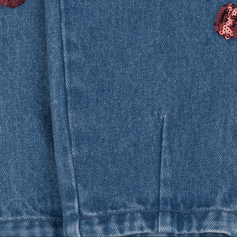 Magot Sequin Frill Pants GOTS, Cherry Sequin
