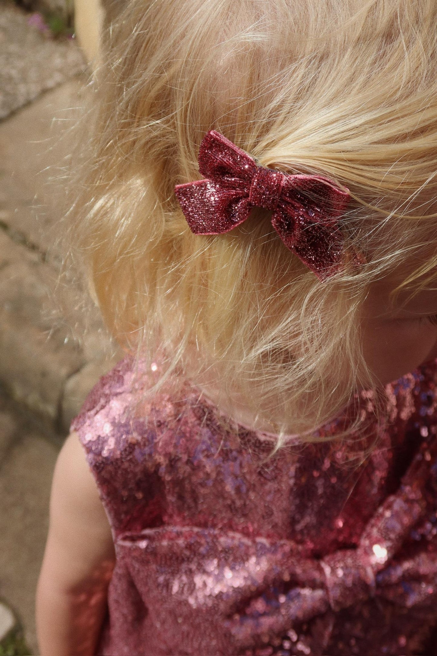 4 Pack Glitter Bow Hair Clips, Pink Mix