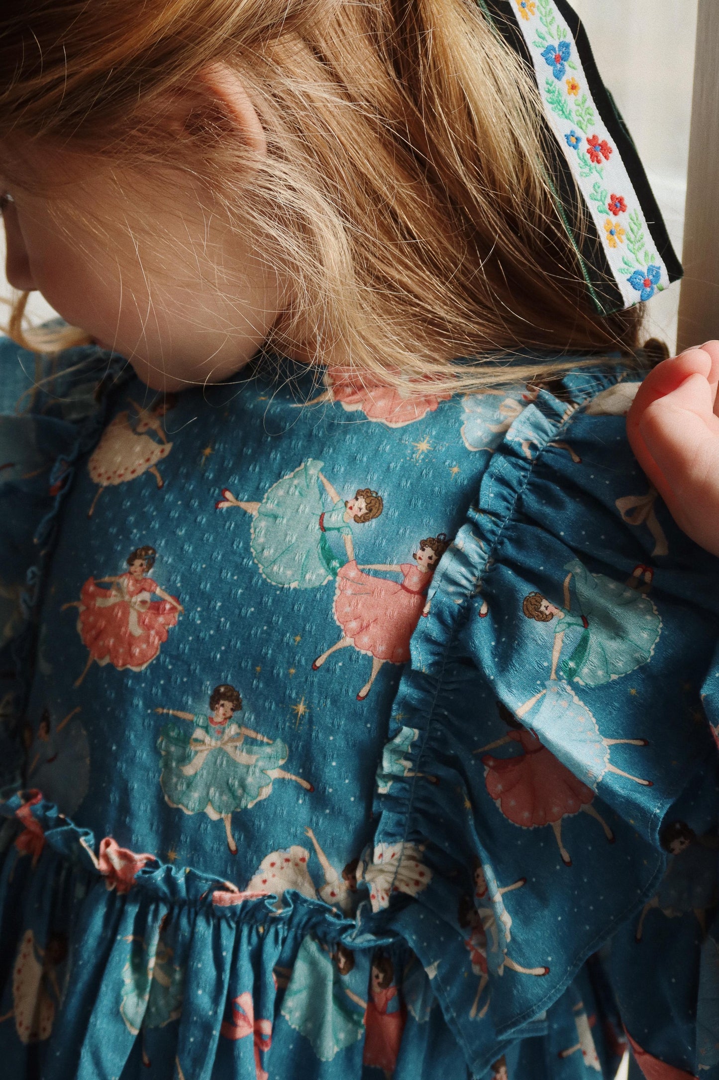 Evia LS Bow Dress GOTS, Snow Bow Ballerina