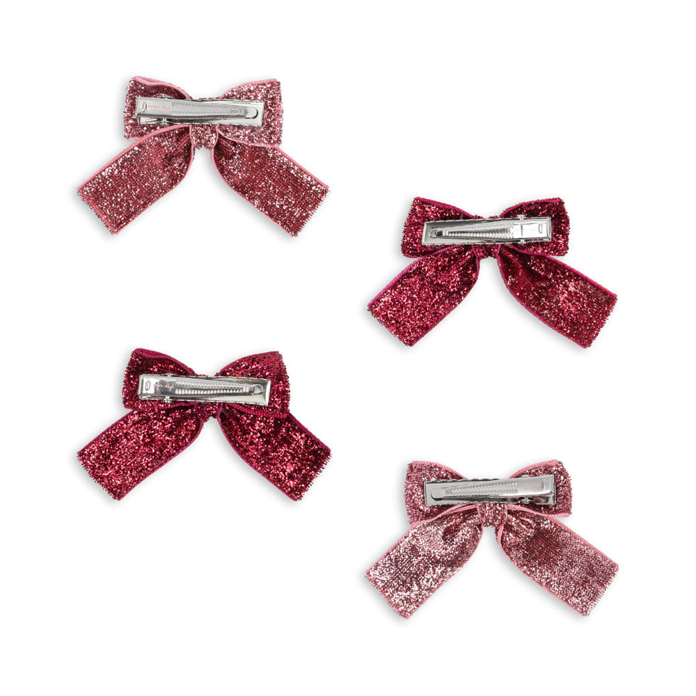 4 Pack Glitter Bow Hair Clips, Pink Mix