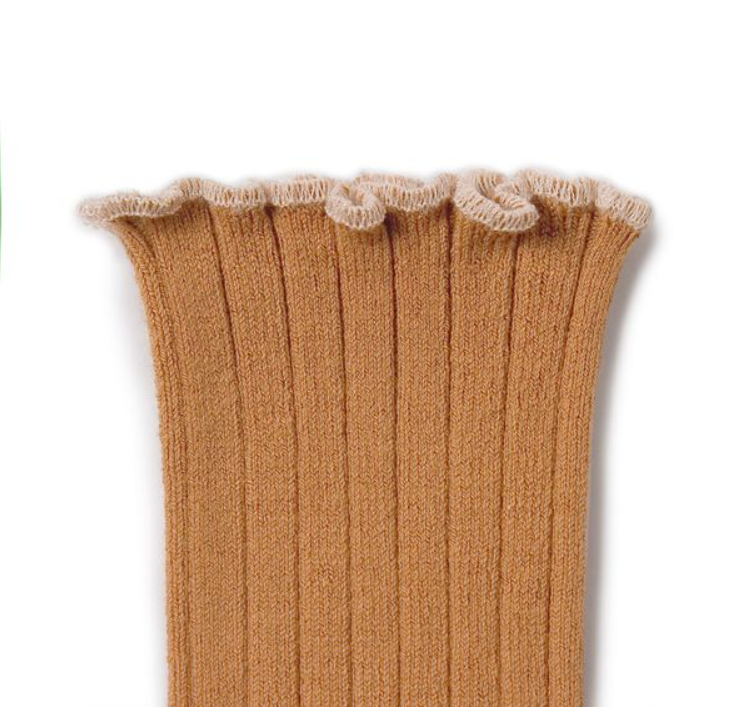 Collegien Delphine Lettuce Trim Socks, Caramel