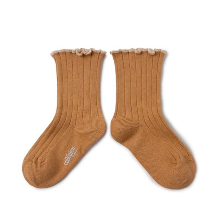 Collegien Delphine Lettuce Trim Socks, Caramel