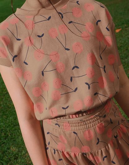 Harper Printed Terry Tee with Elastic Waist, Multicolor