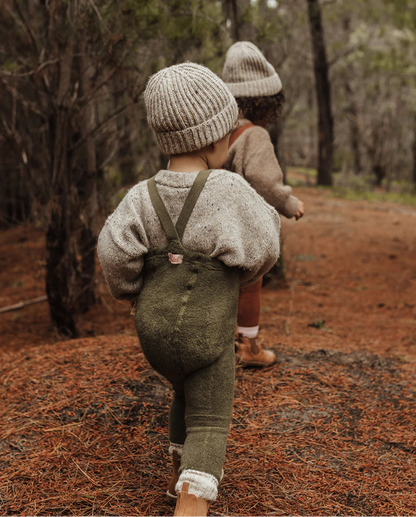Silly Silas Teddy Warmy Footless Tights, Olive
