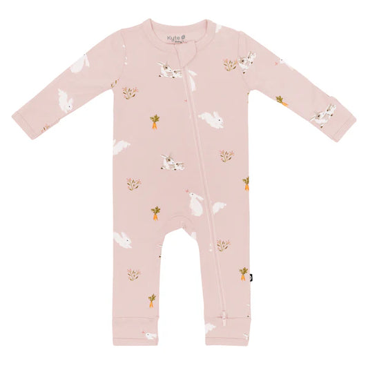 Zippered Romper, Blush Rabbit