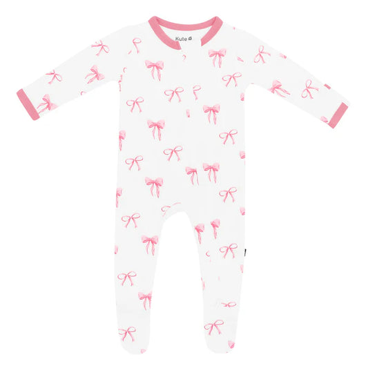 Zippered Romper Footie, Bow