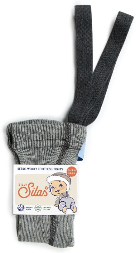 Silly Silas Wooly Footless Wool Tights, Granite Grey