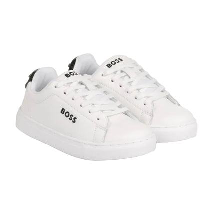 BOSS Sneakers in Cow Nappa Leather and Textile, White