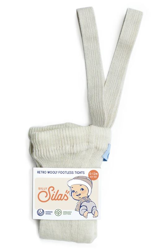 Silly Silas Wooly Footless Wool Tights, Cream Blend