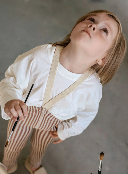 Silly Silas Special Footless Tights, Granola X Cream Striped