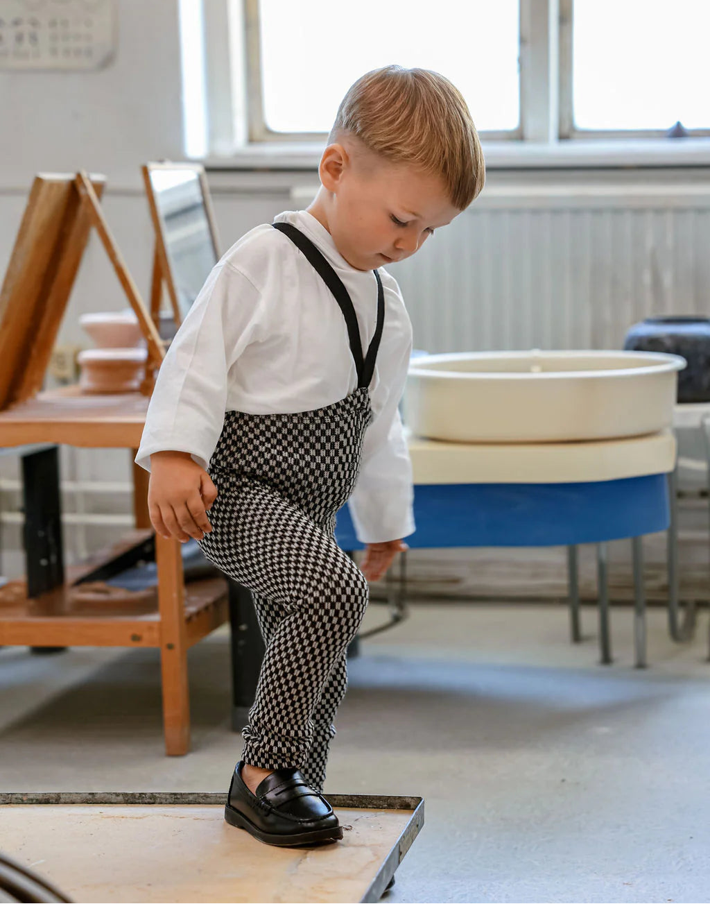 Silly Silas Special Footless Tights, Black X White Striped