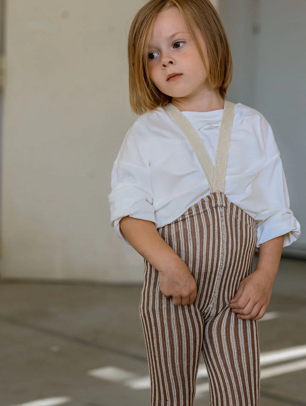 Silly Silas Special Footless Tights, Granola X Cream Striped