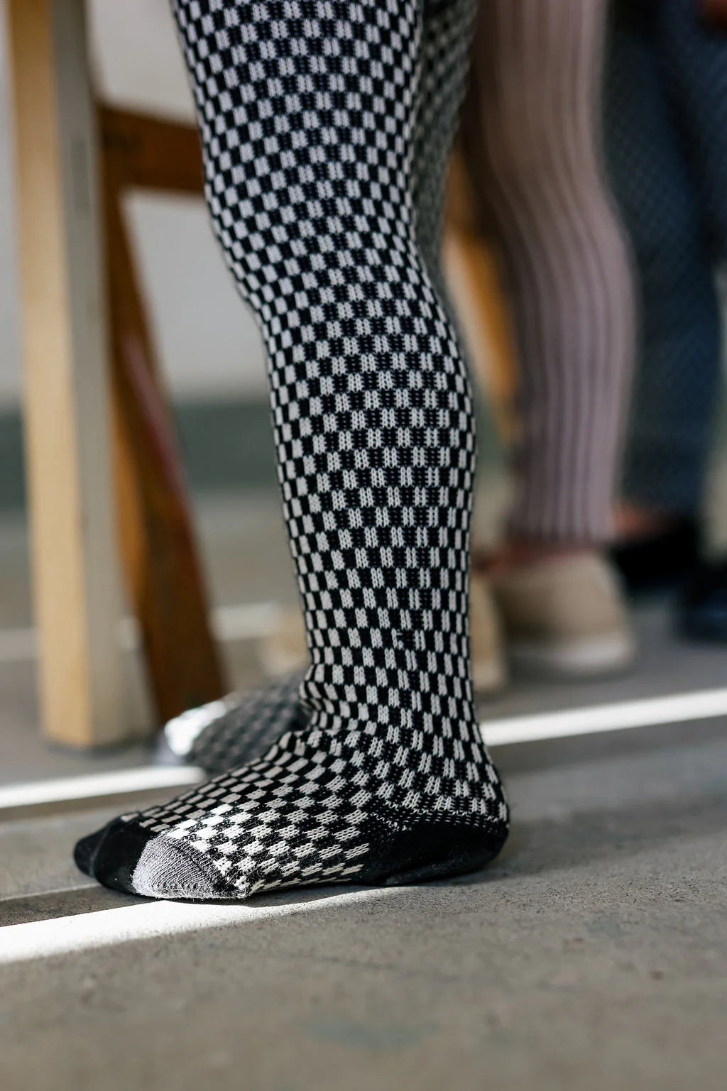 Silly Silas Special Footed Tights, Black X White Striped