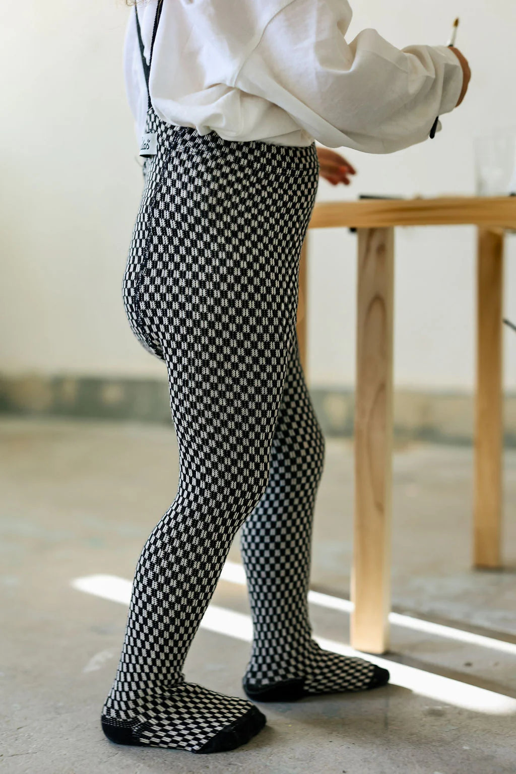 Silly Silas Special Footed Tights, Black X White Striped