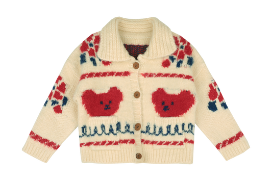 Bear Knit Cardigan, Red