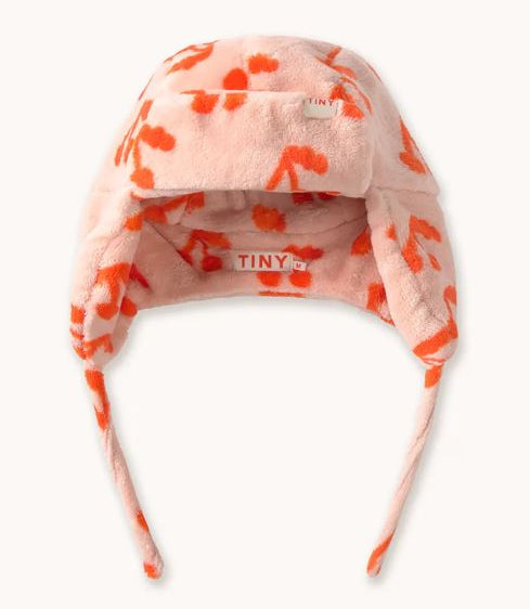 Cherries Earflap Beanie, Pink