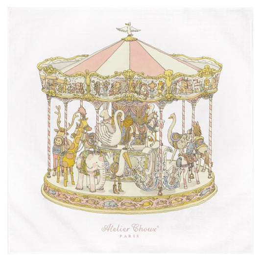 Atelier Choux Paris Organic Cotton Carrés, Carousel Pink