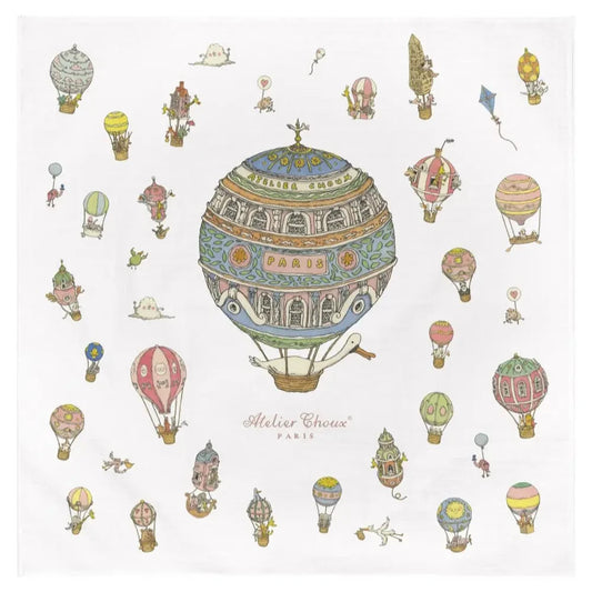 Atelier Choux Paris Organic Cotton Carrés, Hot Air Balloons