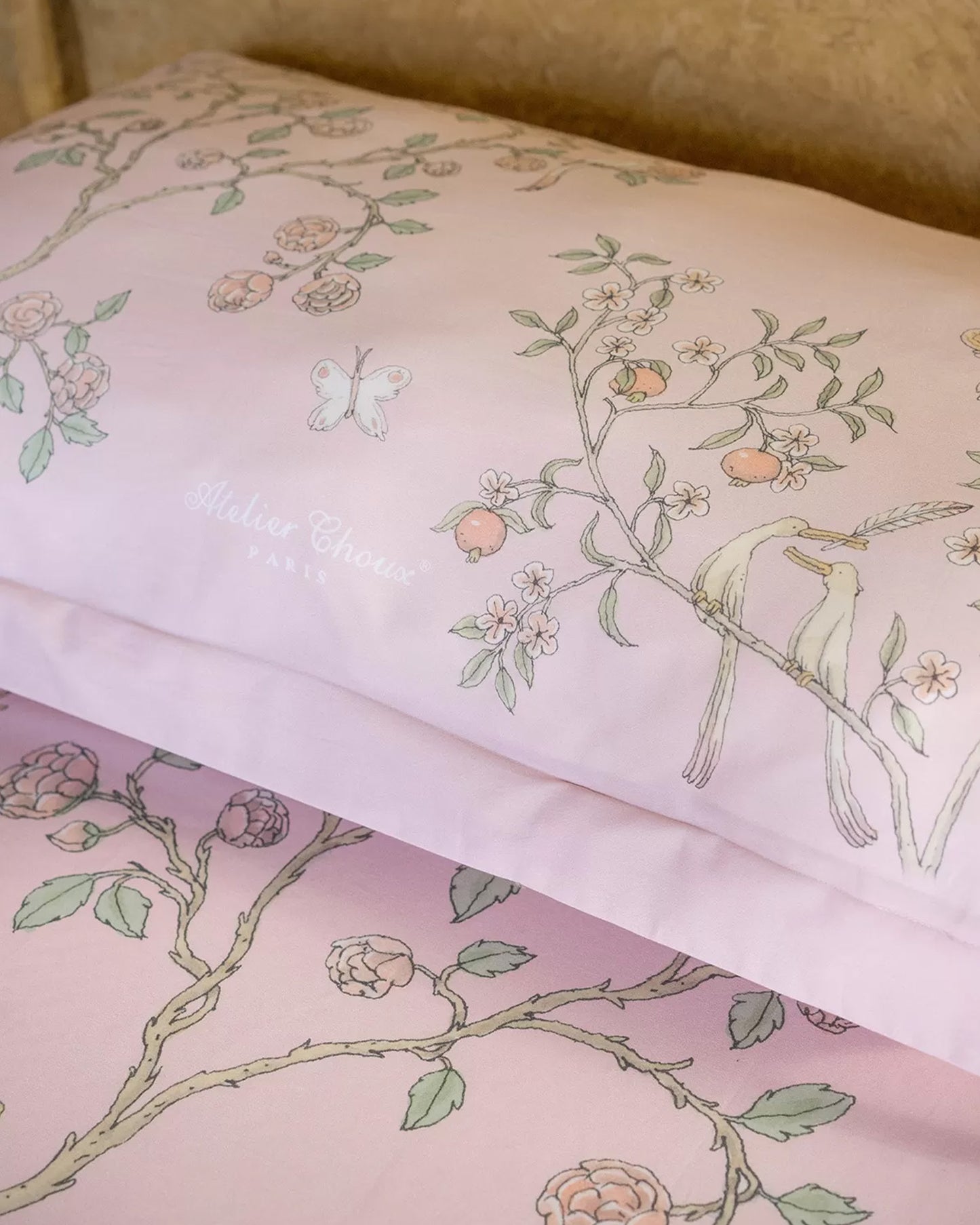 Atelier Choux Paris Single Bed Pillow Cover, In Bloom Pink