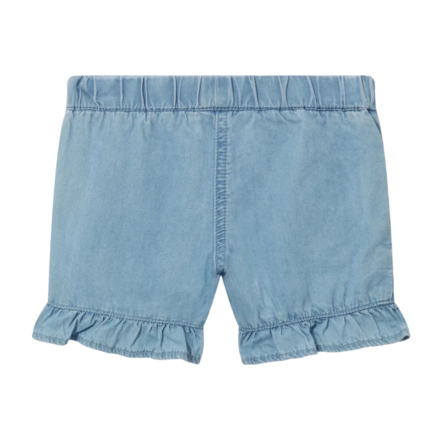 Baby Girl Chambray Shorts with Ladybug Embro, Light Blue