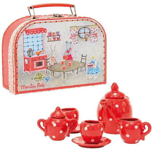 Moulin Roty Red Ceramic Tea Set