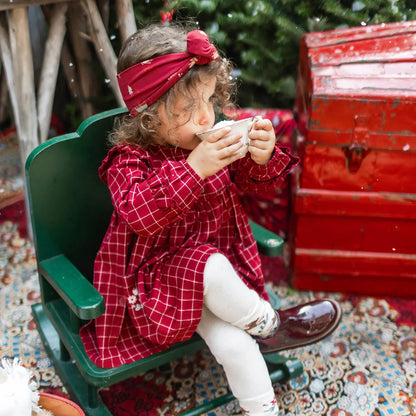 Baby Plaid Dress in Brushed Flannel, Red & White