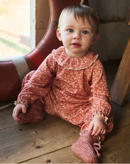 Baby Pierrot Onesie, Rosewood Bunny Meadow
