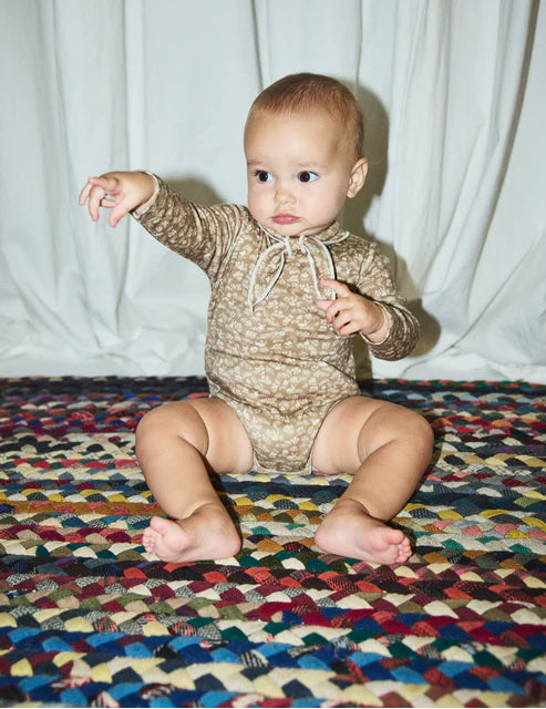 Baby Long Sleeve Scout Onesie, Otter Bunny Meadow