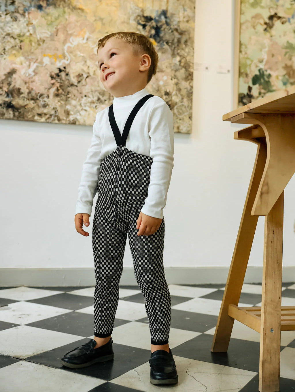 Silly Silas Special Footless Tights, Black X White Striped