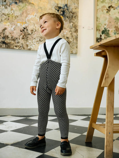 Silly Silas Special Footless Tights, Black X White Striped