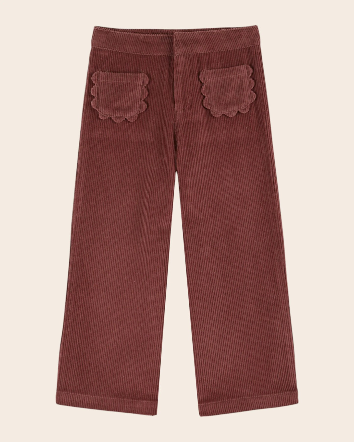 Caramel Velvet Pants with Flower Pockets, Violin