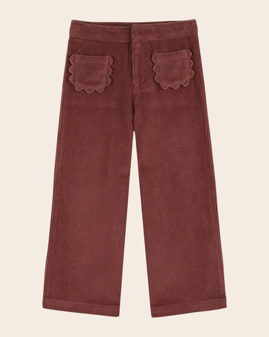 Caramel Velvet Pants with Flower Pockets, Violin