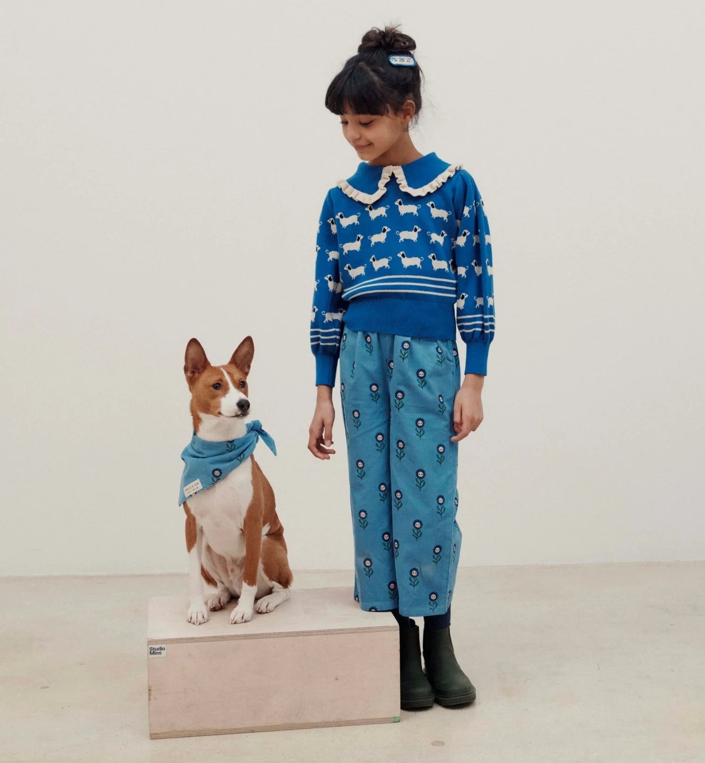 Jacquard Dogs Organic Cotton Sweater, Royal Blue