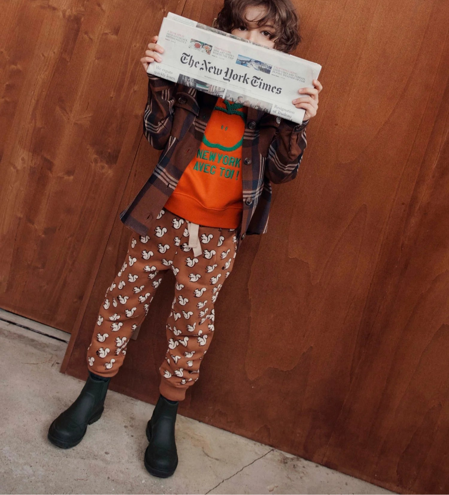 Caramel Organic Cotton Squirrel Joggers, Pecan