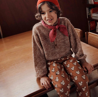 Caramel Organic Cotton Squirrel Joggers, Pecan