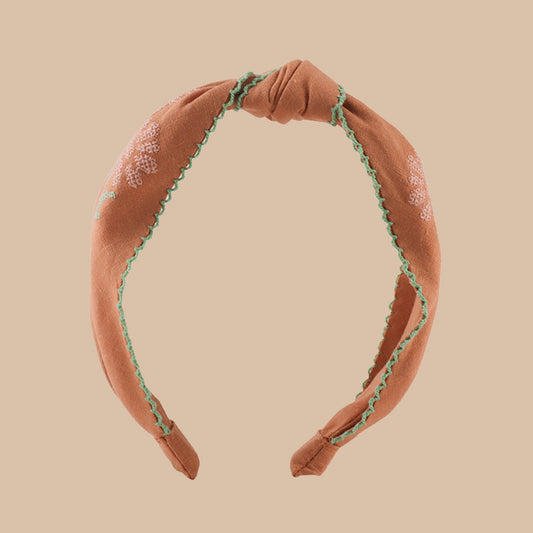 Abby Headband with Embroidery, Tan