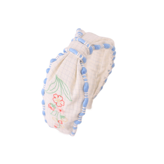 Delta Center Knot Headband with Embroidery