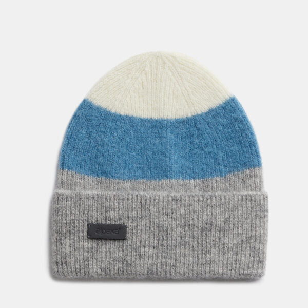 Alpaka Kids Hat with Colour Play, Ocean Blue