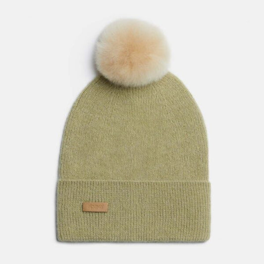 Alpaka Kids Light Fisherman’s Rib Hat with Pom, Musk Green